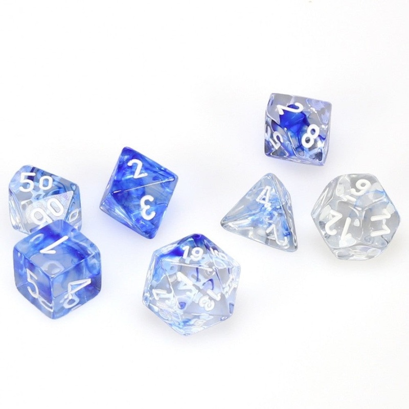 Chessex Nebula Dark Blue/White 7ct Polyhedral Set (27466) Poly NB Dark Blue/White