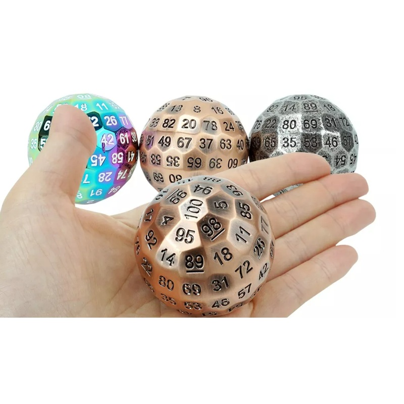 Metal 100 Sided Dungeons and Dragons Die (D100) Metal D100 Gold