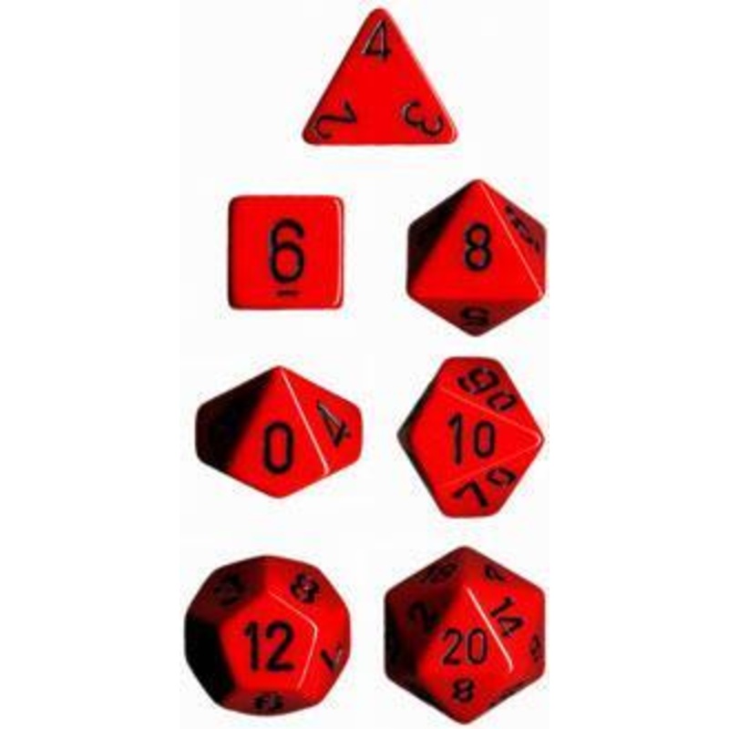 Opaque Red/Black Polyhedral Roleplaying Dice Set (7)