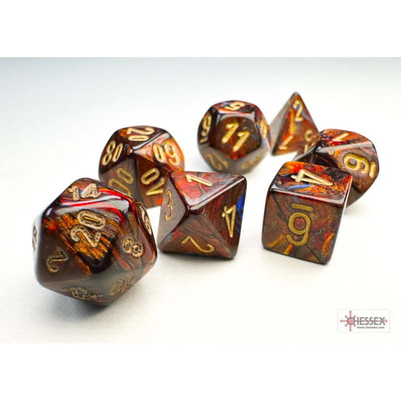 Chessex Mini 7ct Polyhedral Scarab Blue Blood/Gold 20419 Mini SC Blue Blood/Gold