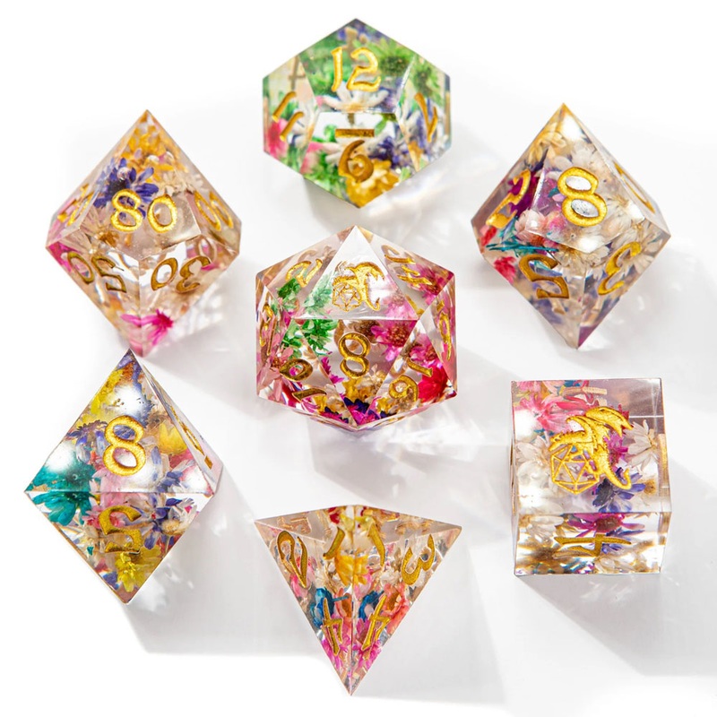 Sharp-Edge Polyhedral Dice Set: Captured Magic – Essence of Spring (7) (Last Chance)