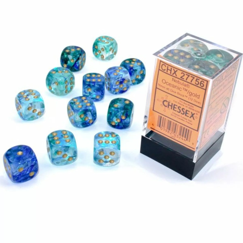 Nebula 16mm d6 Oceanic/Gold Luminary Block (12)