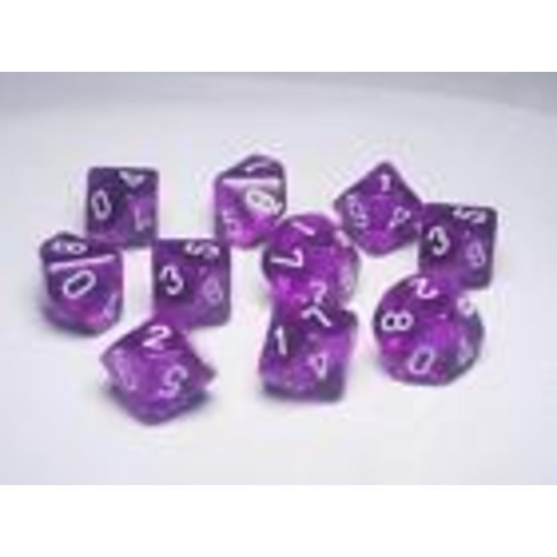 Purple/White Translucent d10 Set (10)