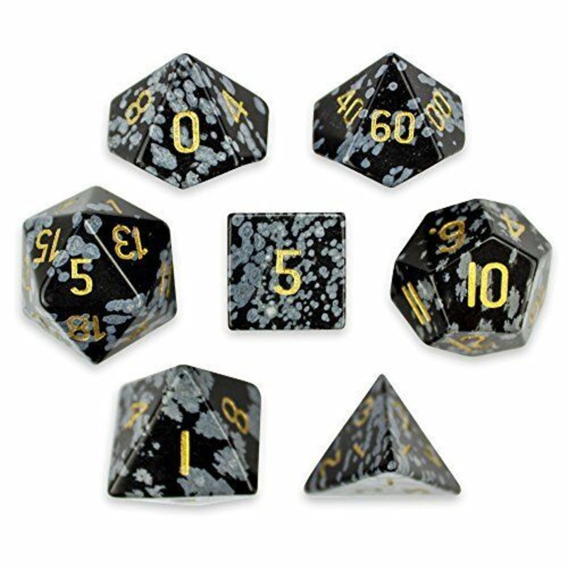 Snowflake Obisdian Semi-Precious Gemstone 7ct Polyhedral Dice Set