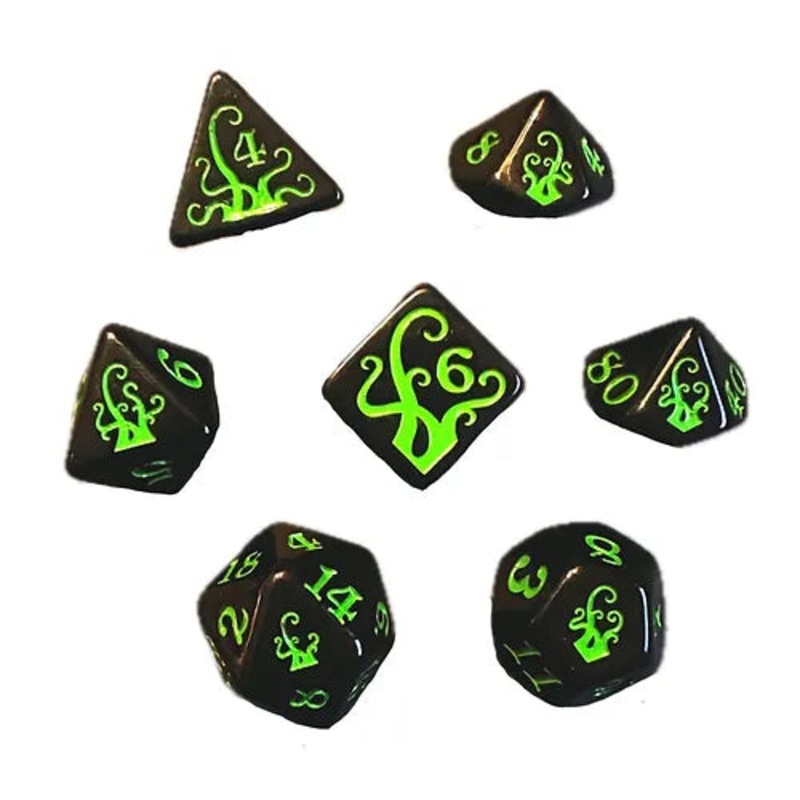 Black Oak Workshop Tentacles Ichor & Slime 7ct Polyhedral Dice Set 7ct Ichor & Slime