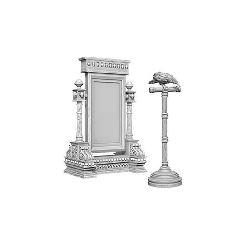 WizKids Deep Cuts Unpainted Miniatures: Mirror & Bird on Stand