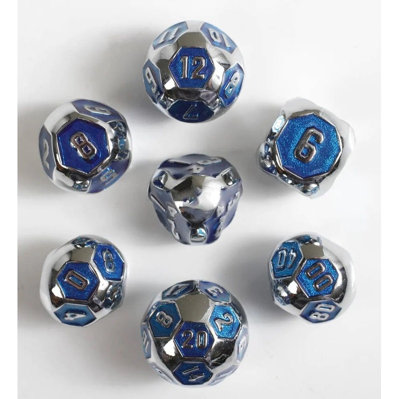7ct Cyborg Blue Metal Dice