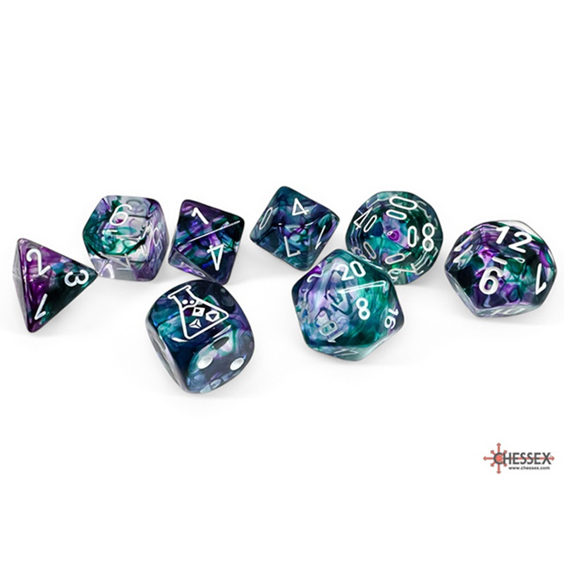Chessex Lab Series 8 Dice Set: Nebula – Flourite/White (8)