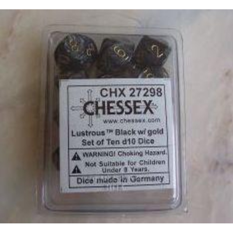 Black/Gold Lustrous d10 Set (10)