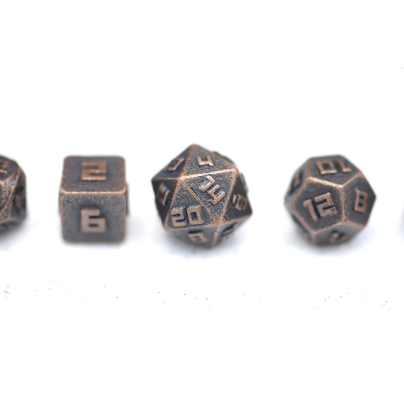 10MM Mini Metal RPG Dice Set – Ancient Copper 10mm Metal Ancient Copper