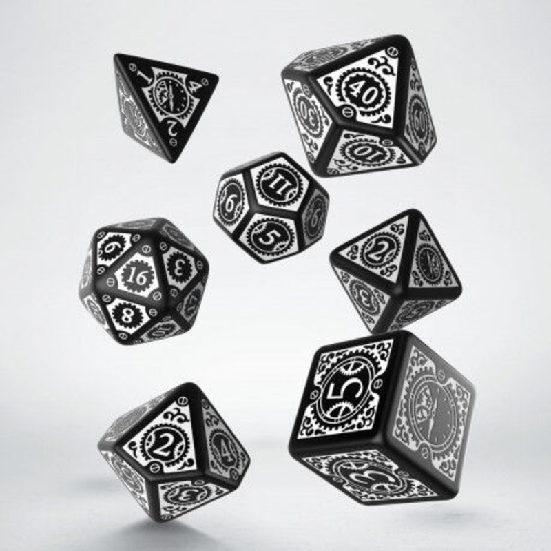 Steampunk Clockwork Black & White Dice Set (7)  Q WORKSHOP | Milsims