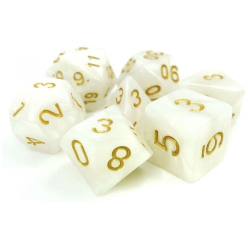 TMG RPG Dice – Divine Light White Pearl Opaque Set (7)