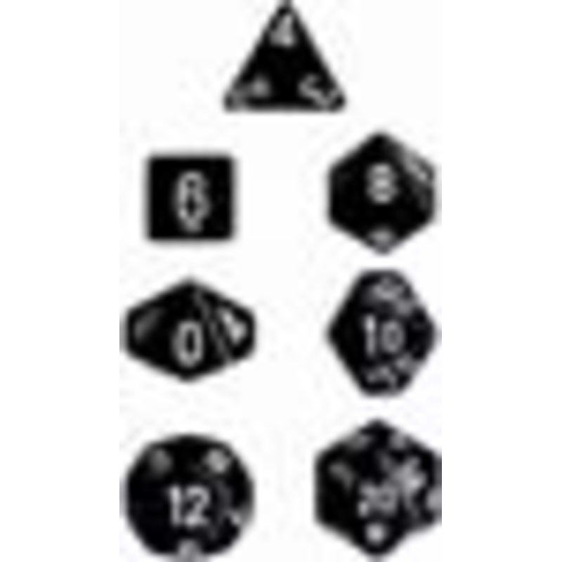 Chessex Dice Set: Opaque Black w/White (7)