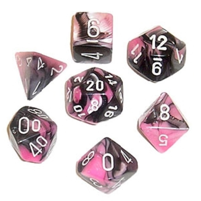 Chessex Dice Set: Gemini Black-Pink w/White (7)