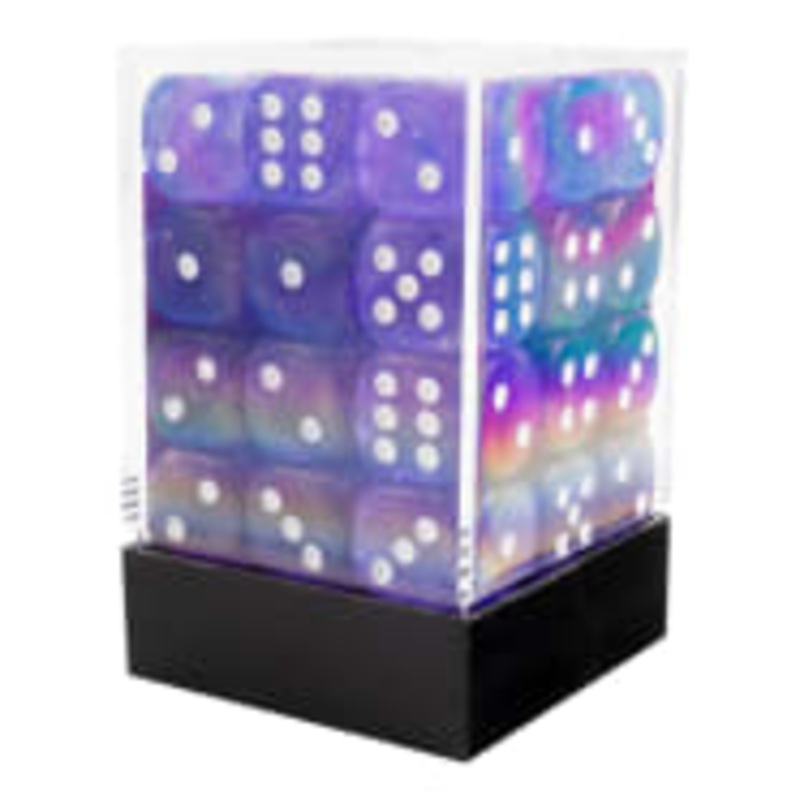 Chessex 12mm Borealis Luminary Purple/White 36 D6 set (27977)