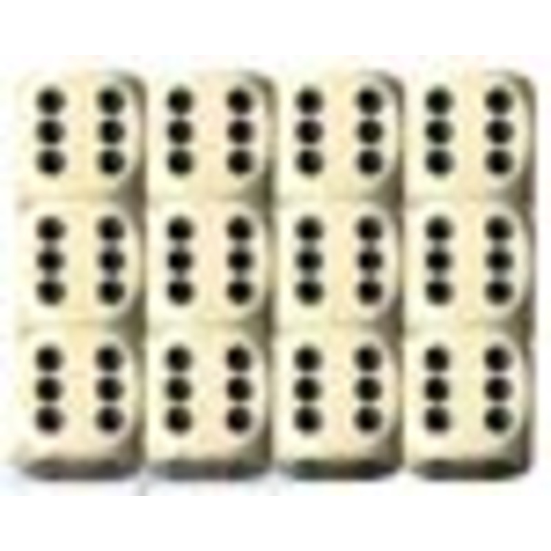 Chessex 16mm d6 Set: Opaque Ivory/Black (12)