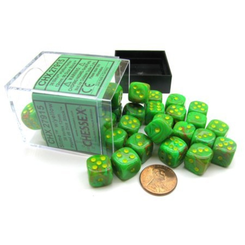 Chessex 12mm Vortex Slime/Yellow 36ct D6 Set