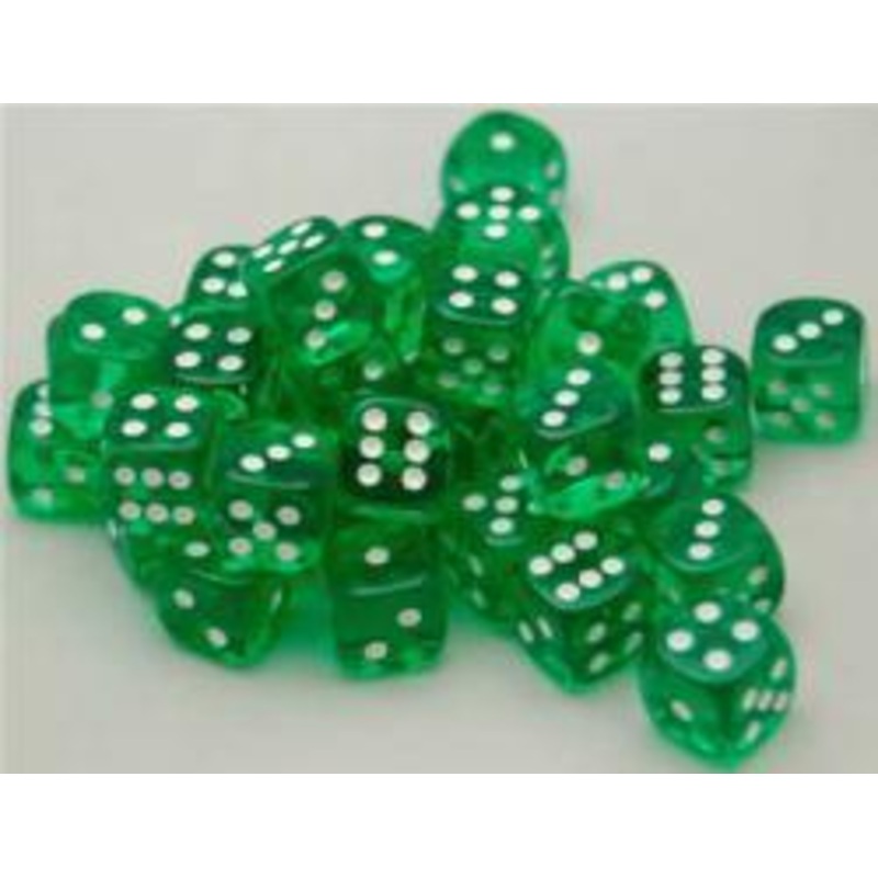 Translucent 12mm D6 Green/White (36)