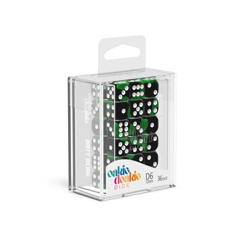 12mm D6 Set – Glow in the Dark – Biohazard (36 dice)