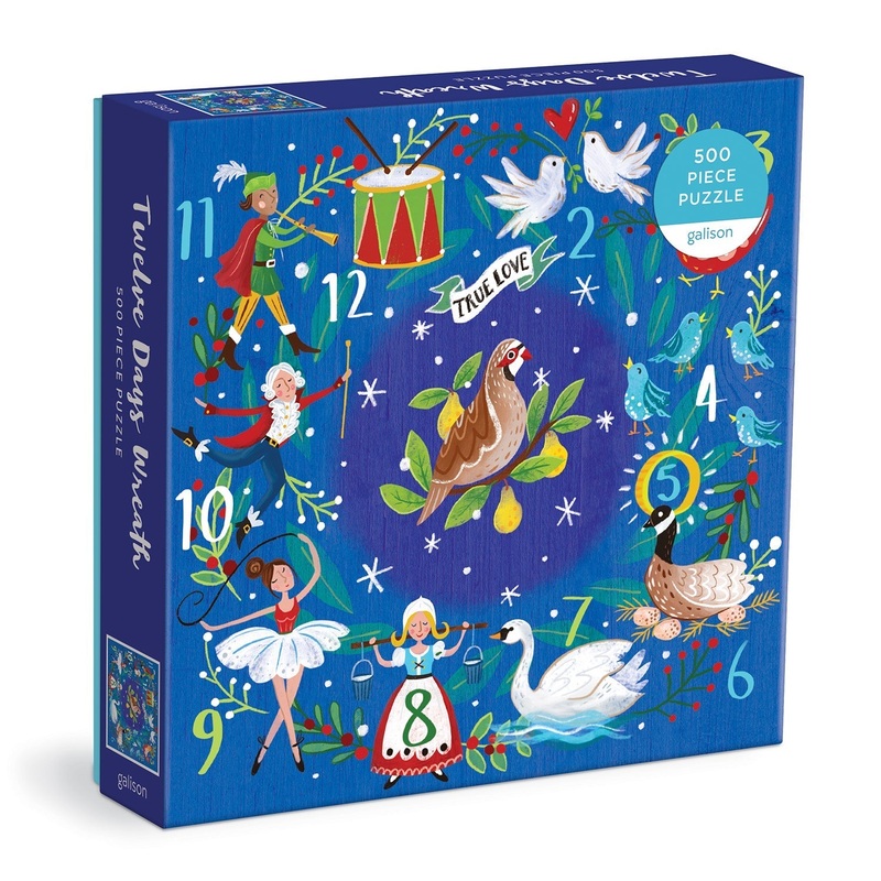 12 Days Wreath 500 Piece Jigsaw Puzzle by Galison