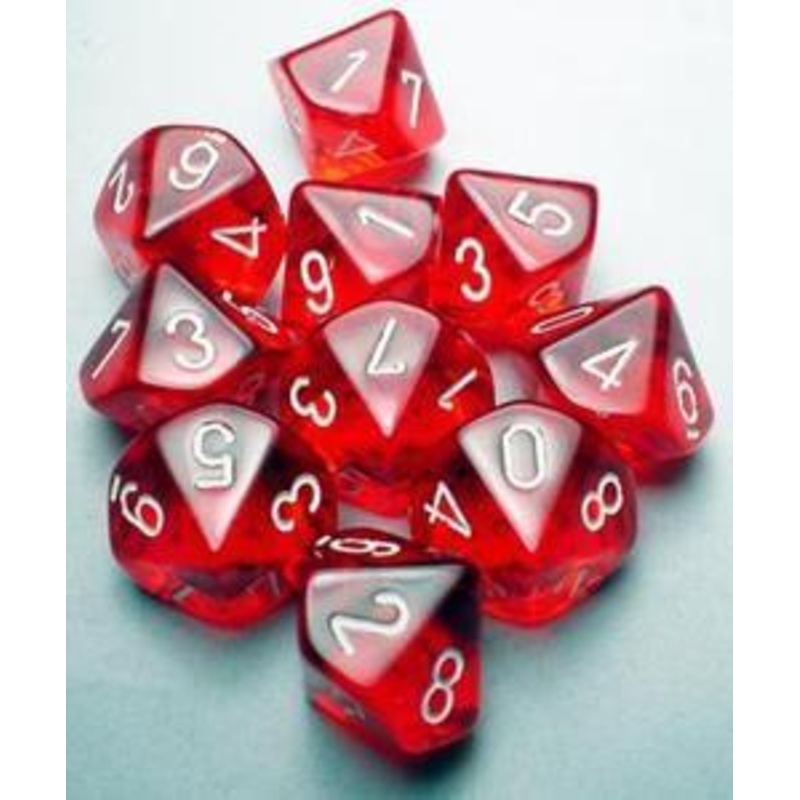 Translucent D10 Red/White (10)