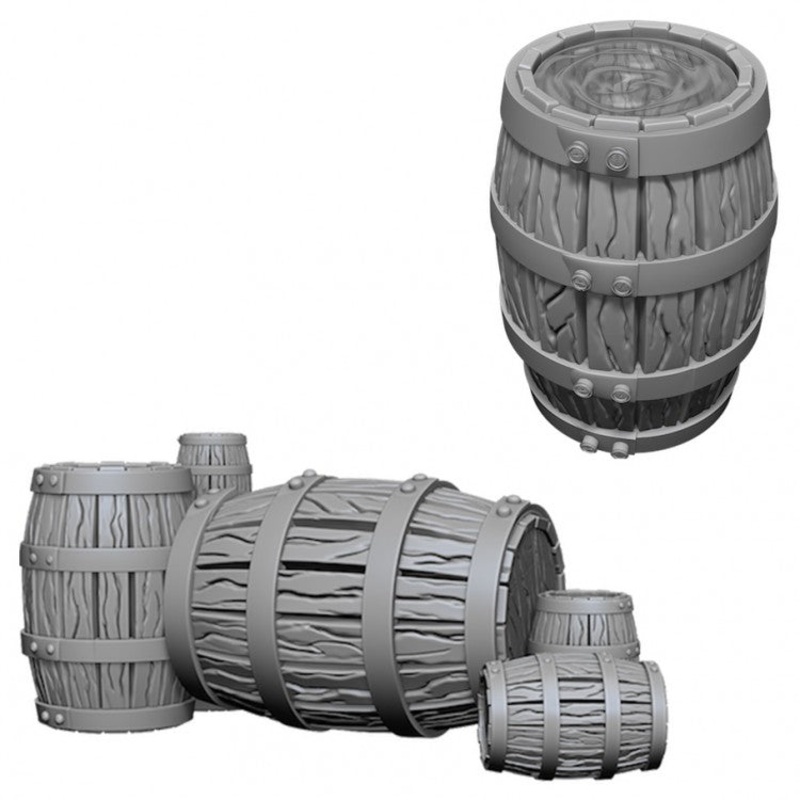 WizKids Deep Cuts Unpainted Miniatures: Barrel & Pile of Barrels