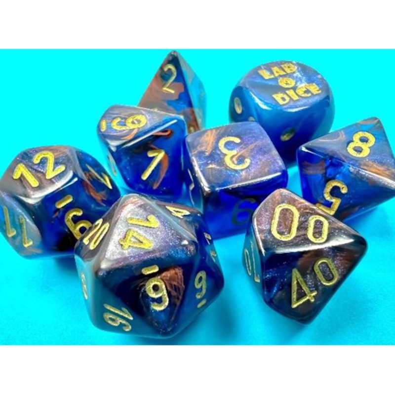 Chessex Dice Set: Lab Series 6 – Lustrous – Azurite w/Gold (8)