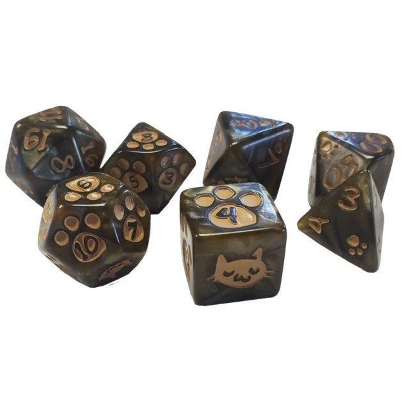 Brown Kitten Poly Dice 7ct