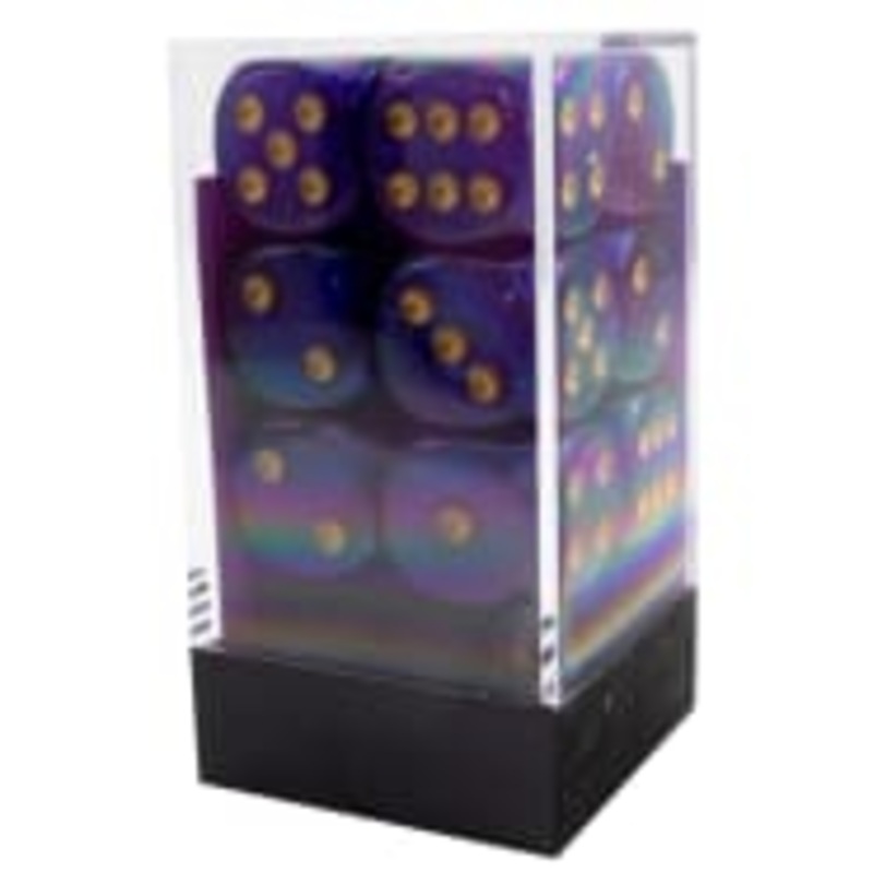 Chessex 16mm Borealis Luminary Royal Purple/Gold 12ct D6 Set (27787)