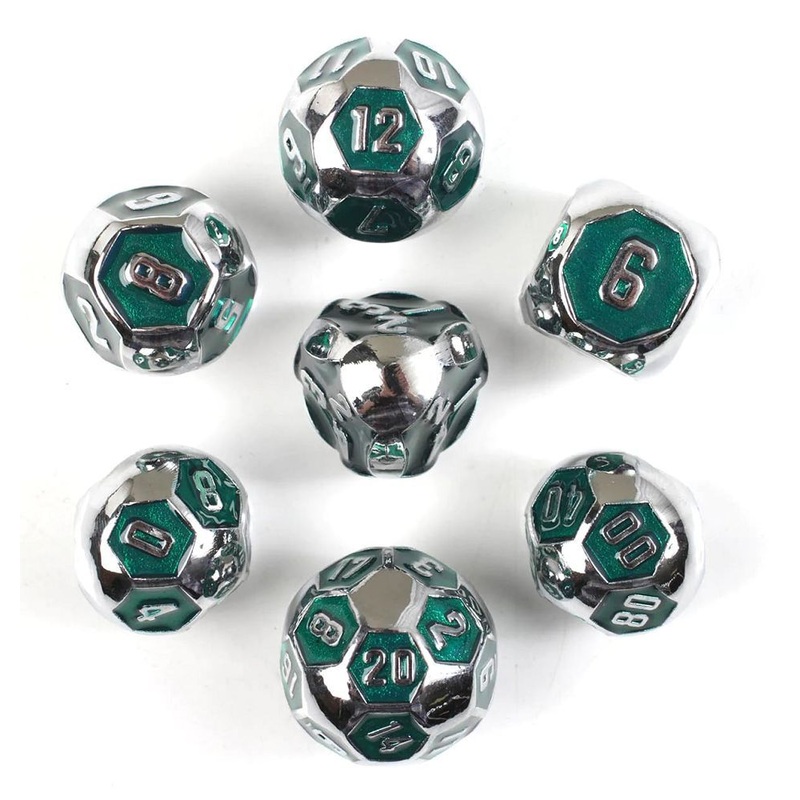 7ct Cyborg Green Metal Dice