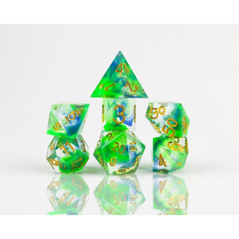 Sirius Dice 7ct Sharp Edge Polyhedral Dice Set Cyprus 7ct Sharp Cyprus