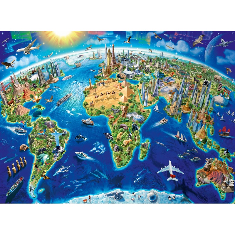 World Landmarks Map XXL  200 Piece Jigsaw Puzzle (Ravensburger)