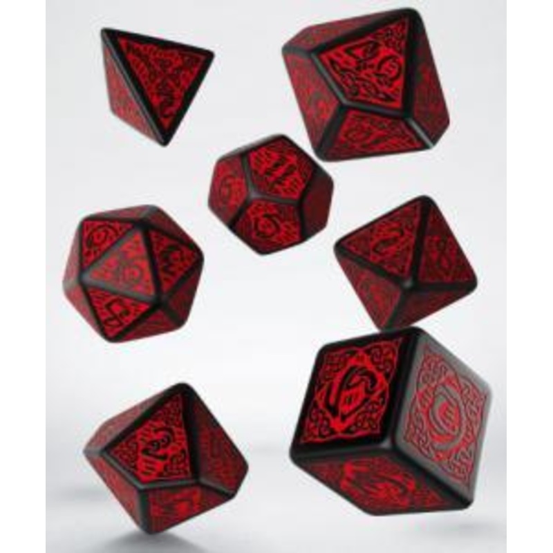 Celtic Black & Red 3D Dice Set (7)