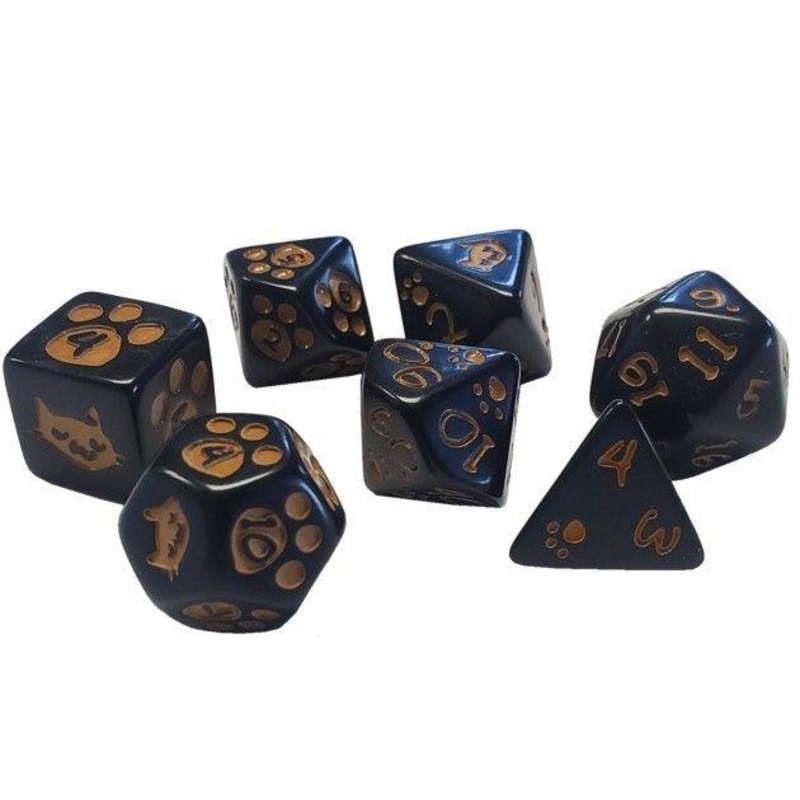 Black Kitten Poly Dice 7ct