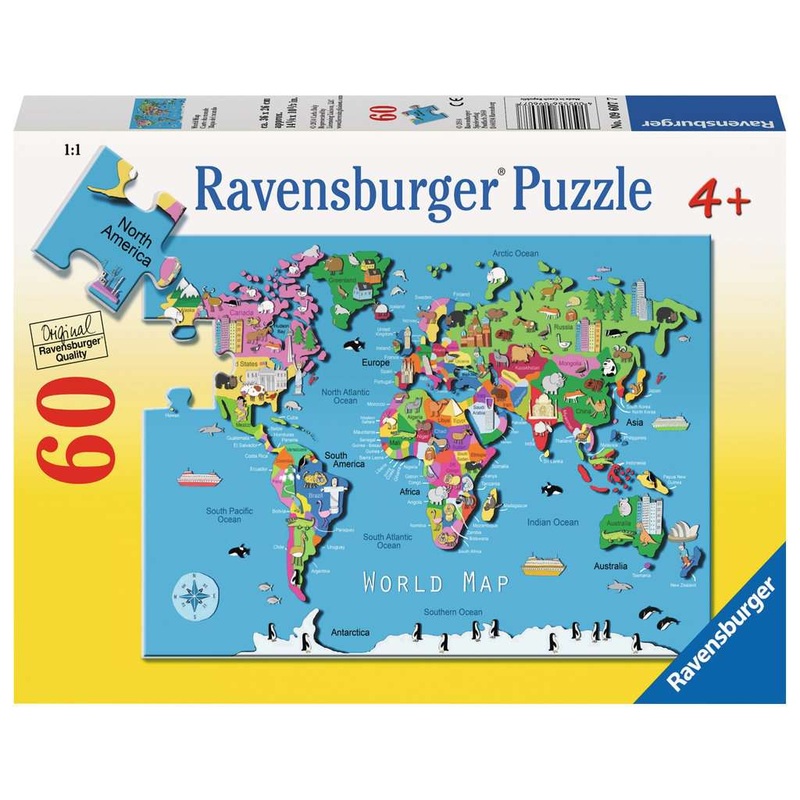 World Map 60 Piece Jigsaw Puzzle by Ravensburger